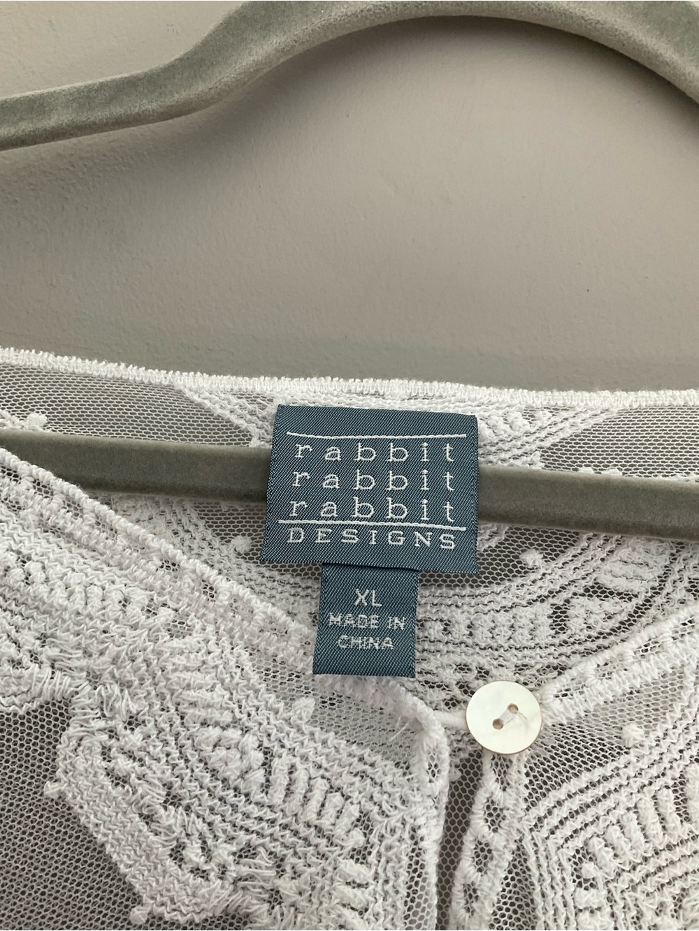Rabbit Rabbit Rabbit White Embroidered Mesh Cardigan. - Picture 10 of 10